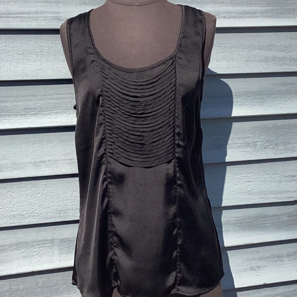 DS Lab  Black Satin Tank Blouse Size Small